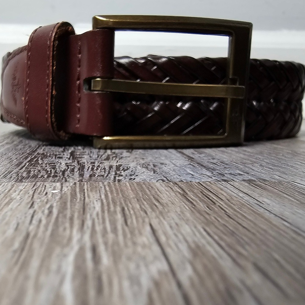 Dockers Men's Braided Faux Leather Belt M 34-36 Brown Classic Preppy